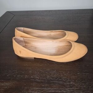 Frye Leather Ballet Flats Womens 10M Tan Camel Slip On Comfort Minimalist Shoes